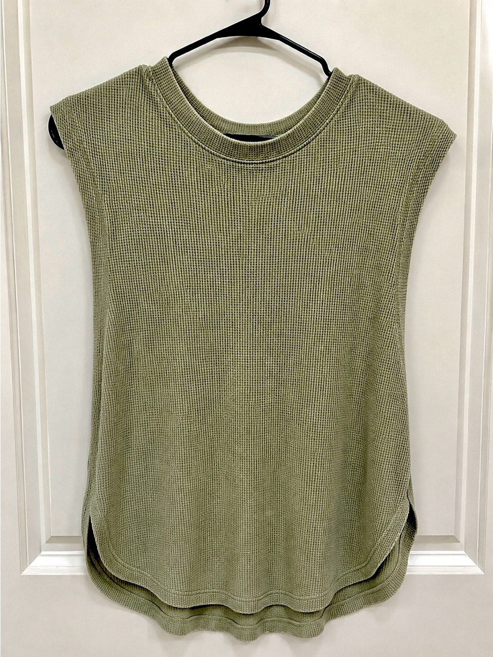 Gilded Intent Olive Green Waffle-Knit Sleeveless Tank